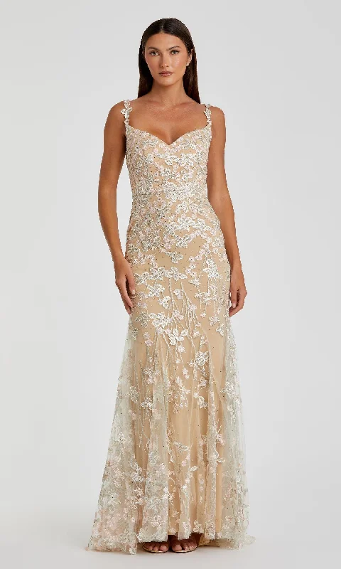 Long Nude Prom Dress with Beaded Embroidery 67492