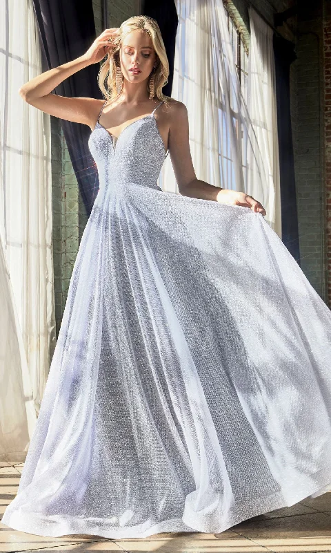 Light Blue Glitter Long A-Line Prom Dress CD205