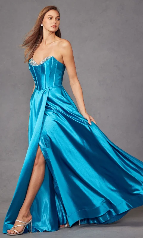 Strapless Long Blue Prom Dress: Juliet JT2435A