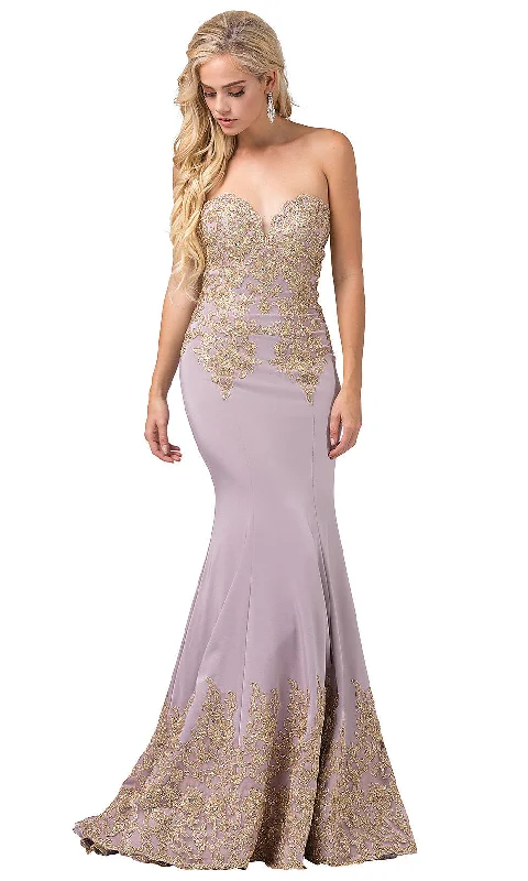 Strapless Long Prom Dress with Beaded Details