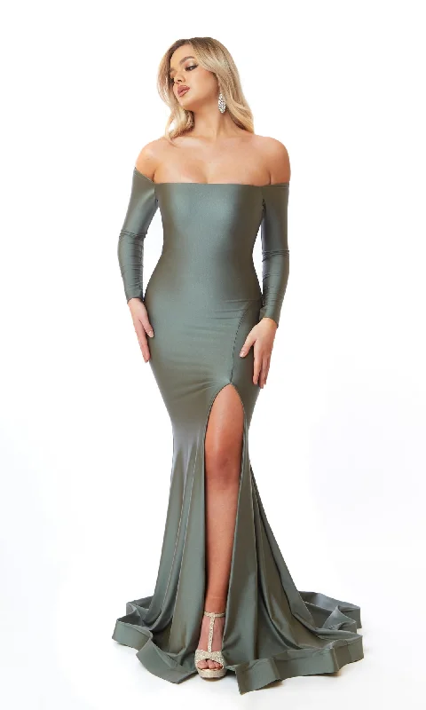 Off-Shoulder Long Sleeve Prom Dress: Atria 6554H