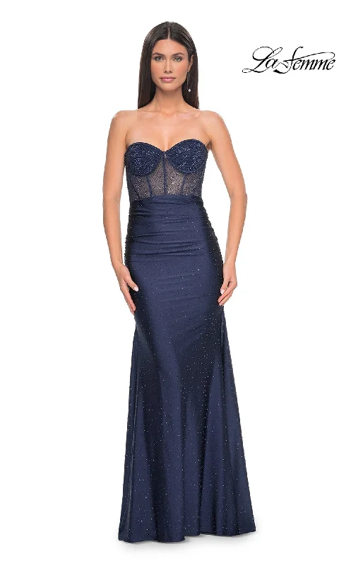 La Femme Strapless Beaded Long Prom Dress 32316
