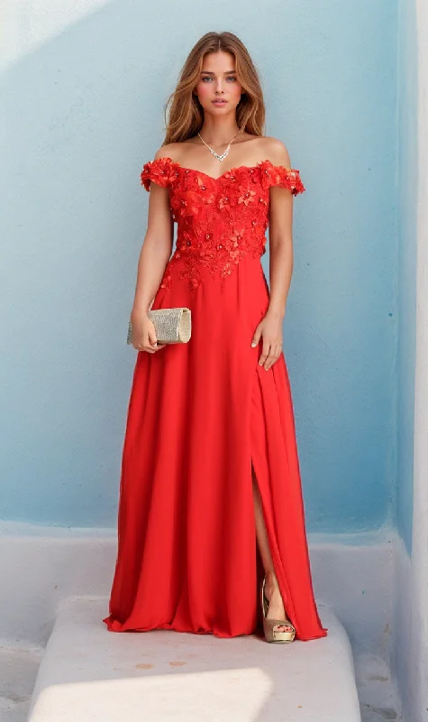 Off-Shoulder Long A-Line Prom Dress:Chicas CHF3059