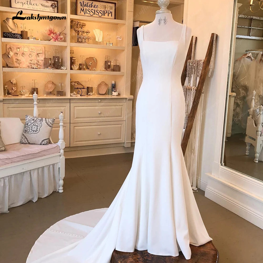 Roycebridal Sexy Scoop Neck Soft Satin Spaghetti Straps Mermaid/Trumpet Boho Wedding Dress Illusion robe mariée sirene Roycebridal Sexy Scoop Neck Soft Satin Spaghetti Straps Mermaid/Trumpet Boho Wedding Dress Illusion robe mariée sirene
