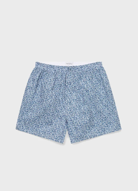 Men's Denim Shorts for SummerMen's Classic Boxer Shorts in Liberty Fabric in Ink Blue Meadow Men's Denim Shorts for SummerMen's Classic Boxer Shorts in Liberty Fabric in Ink Blue Meadow