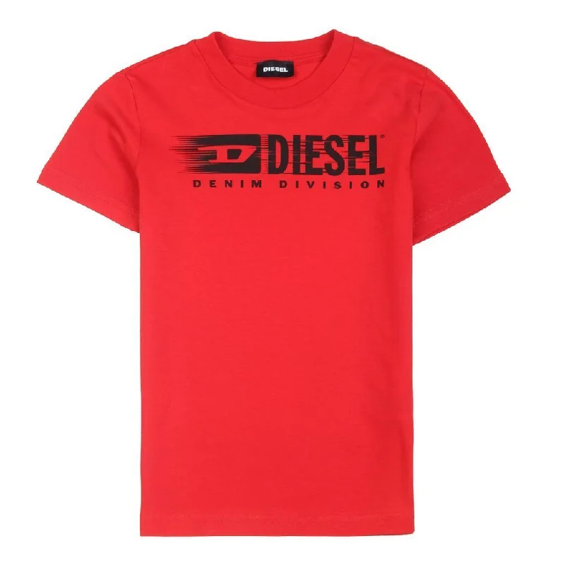 Stylish Men's HenleysRed Logo Print T-Shirt