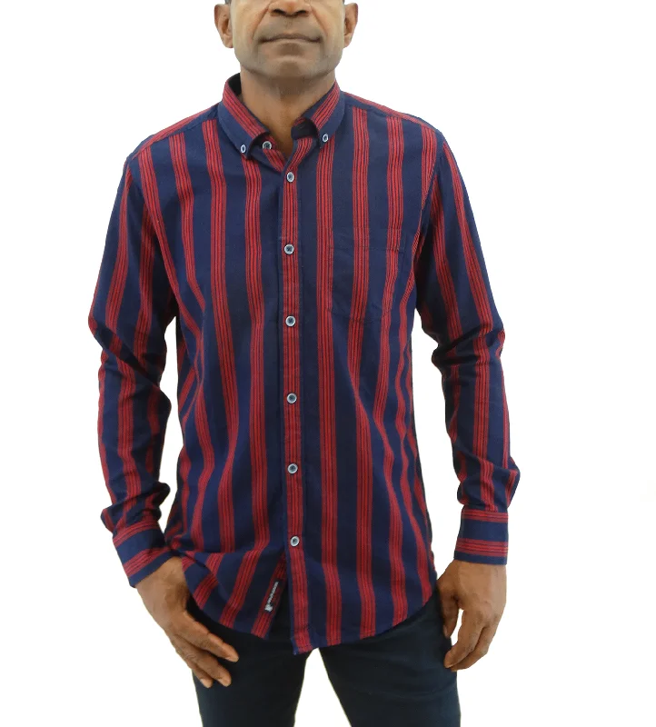 Men's Muscle Fit T-Shirts for a Body-Hugging Fit523M23075, Morelli - Men's L/S Classic Fit Shirt - Red/Blue Stripe (S-XL) Men's Muscle Fit T-Shirts for a Body-Hugging Fit523M23075, Morelli - Men's L/S Classic Fit Shirt - Red/Blue Stripe (S-XL)