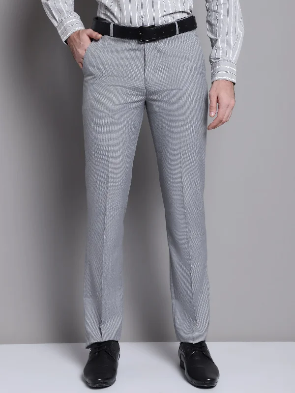 Men's High-Waisted Pants for a Retro StyleMen's Formal Flat front Grey  Trousers