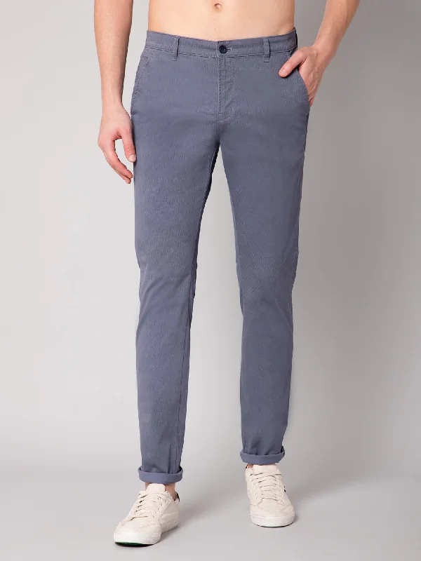 Men's Casual Pants for Everyday WearMen's Casual Flat front Blue  Trousers
