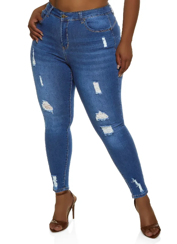 Men's Jeans for Office WearPlus Size WAX High Rise Distressed Push Up Skinny Jeans