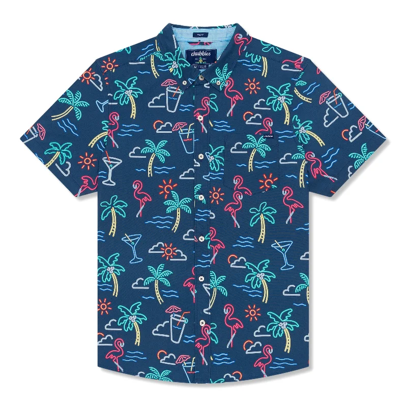 Men's Minimalist Shirts for a Clean LookChubbies The Neon Light Short Sleeve Sport Shirt - Navy Men's Minimalist Shirts for a Clean LookChubbies The Neon Light Short Sleeve Sport Shirt - Navy