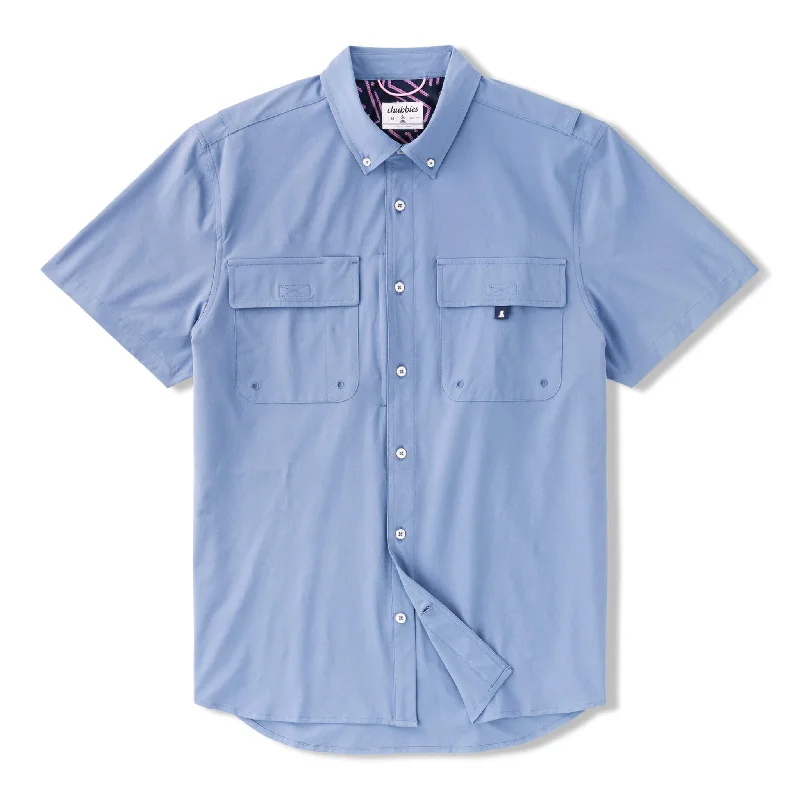 Men's Wingtip-Collar Shirts for a Classic TouchChubbies The Blue Crew Short Sleeve Sport Shirt - Dusty Blue Men's Wingtip-Collar Shirts for a Classic TouchChubbies The Blue Crew Short Sleeve Sport Shirt - Dusty Blue