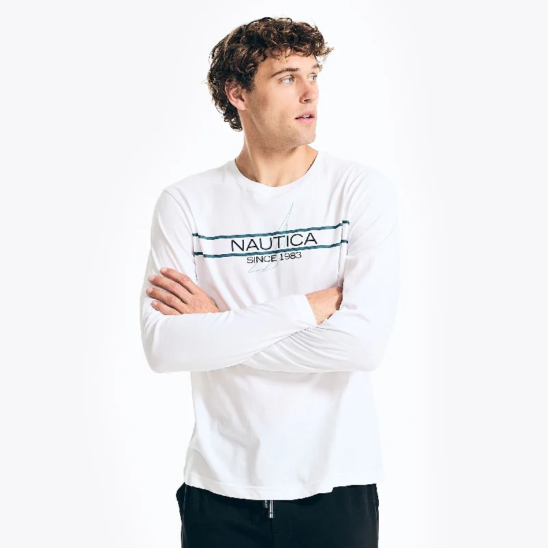 Men's Shirts with Elastic WaistbandsNautica Mens Graphic Long-Sleeve Sleep T-Shirt