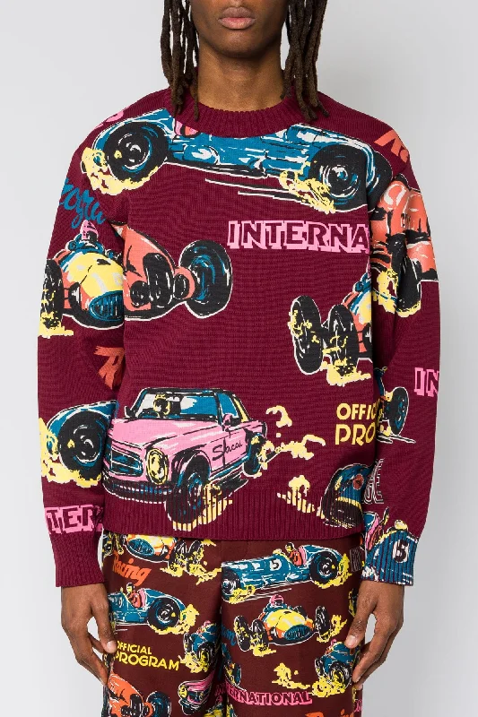 Men's Solid-Colored Pants for VersatilitySacai Car Race Knit Pullover