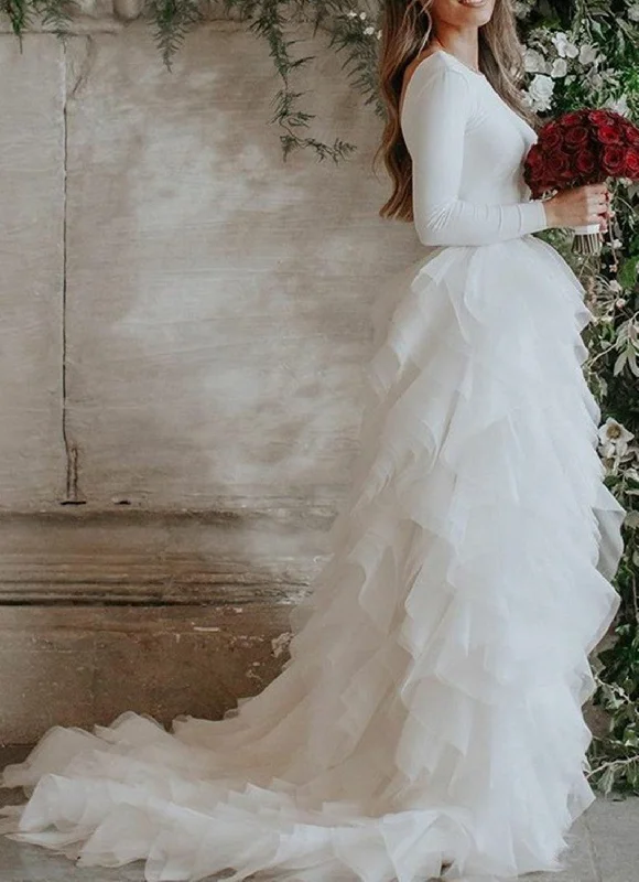 Women A-Line Wedding Dresses Long Sleeves Bridal Gowns YWD137
