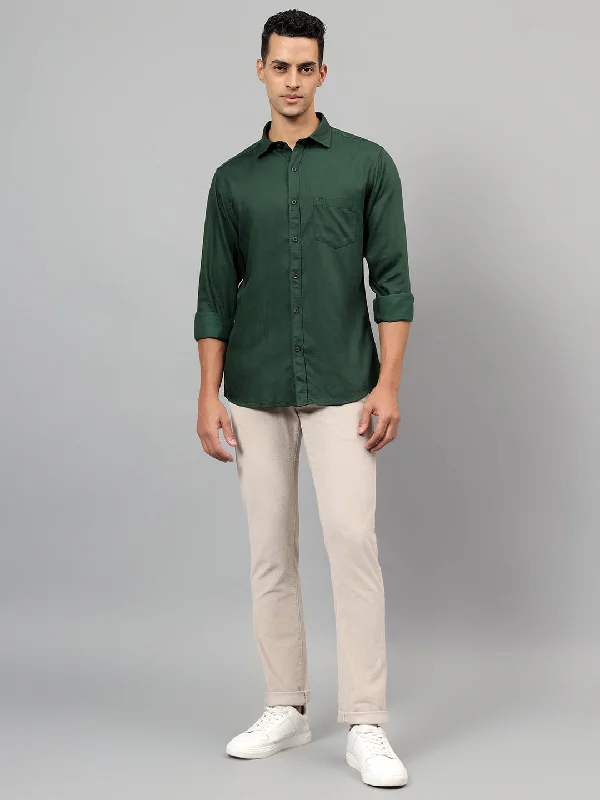 Men's Hunting Shirts for Camouflage and ComfortMen's Green Solid Full Sleeves Casual Shirt Men's Hunting Shirts for Camouflage and ComfortMen's Green Solid Full Sleeves Casual Shirt