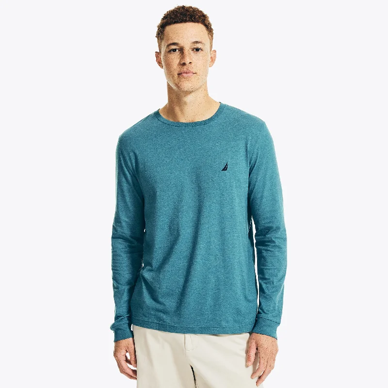 Men's Shirts with Hook-and-Loop ClosuresNautica Mens Heathered Crewneck Long-Sleeve T-Shirt