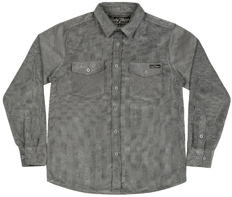 Men's Bamboo Fiber Shirts for Softness and BreathabilityThe JUNIOR Sueded Corduroy Button Up Shirt - CHARCOAL