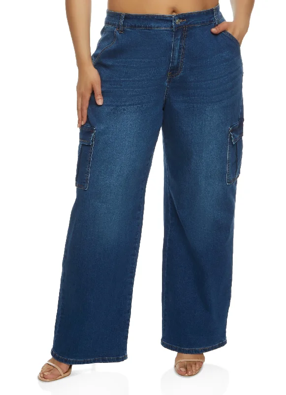 Sustainable Eco-Friendly Men's JeansPlus Size WAX High Waist Wide Leg Cargo Jeans