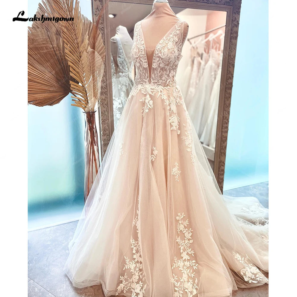 Roycebridal Boho V Neck Lace Beach Bridal Women Wedding Dress Backless 2025 gelinlik Wedding Gowns custom made Roycebridal Boho V Neck Lace Beach Bridal Women Wedding Dress Backless 2025 gelinlik Wedding Gowns custom made