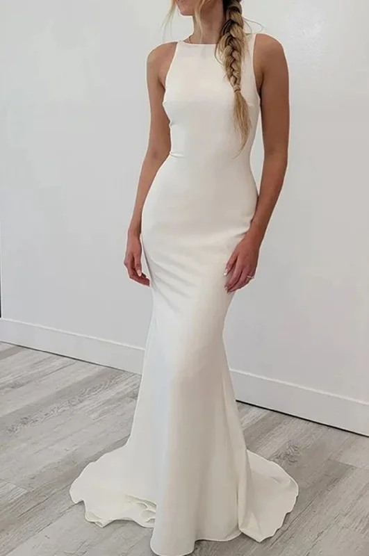 Women Sheath Wedding Dresses Long Sleeveless Bridal Gowns YWD128