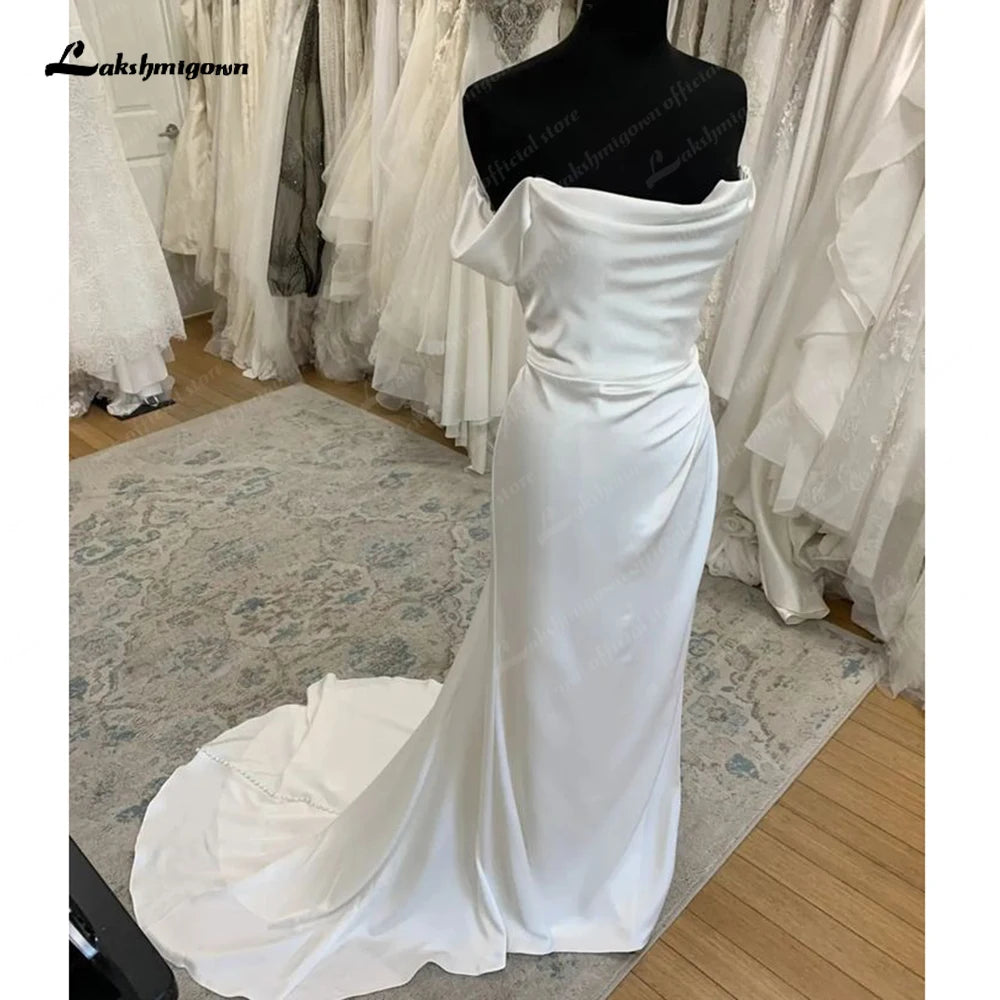 Roycebridal Sexy Soft Satin Sleeveless Wedding Gowns 2025 Off the Shoulder Vestidos Novias Bridal Dress for Women Sweep Train Roycebridal Sexy Soft Satin Sleeveless Wedding Gowns 2025 Off the Shoulder Vestidos Novias Bridal Dress for Women Sweep Train
