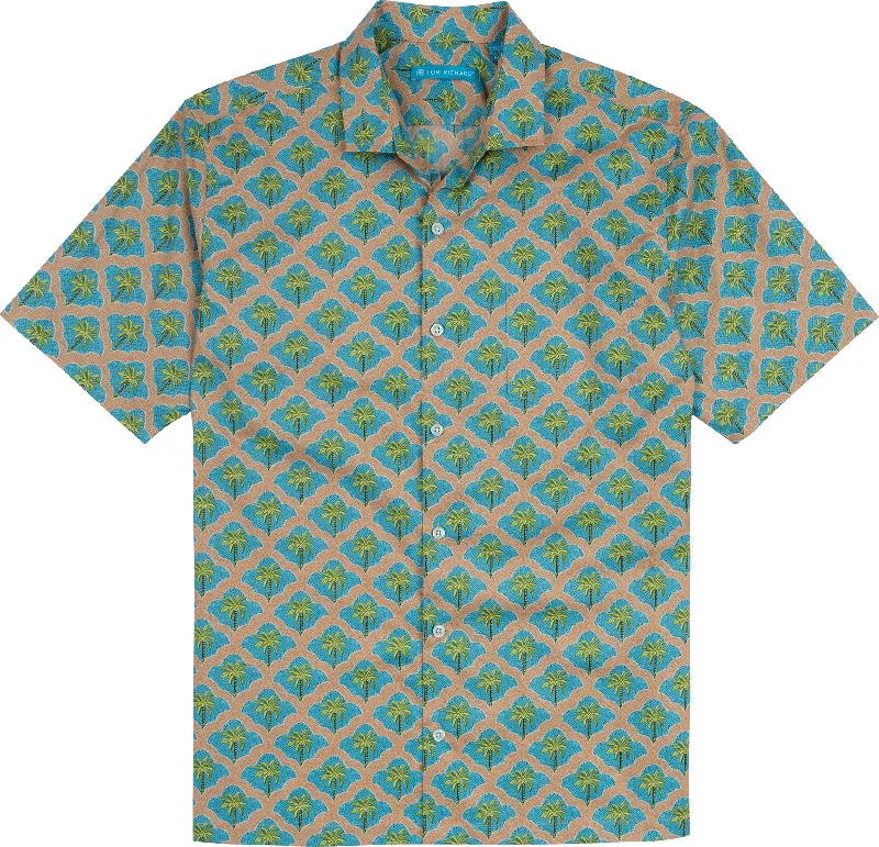 Men's Designer Dress Shirts for High-End FashionTori Richard Mosaic Palms Cotton Lawn Camp Shirt - Tan Men's Designer Dress Shirts for High-End FashionTori Richard Mosaic Palms Cotton Lawn Camp Shirt - Tan