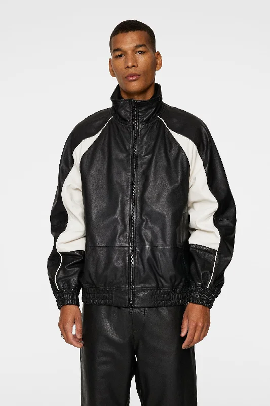 Weather-Resistant Men's CoatsLex Leather Track Jacket