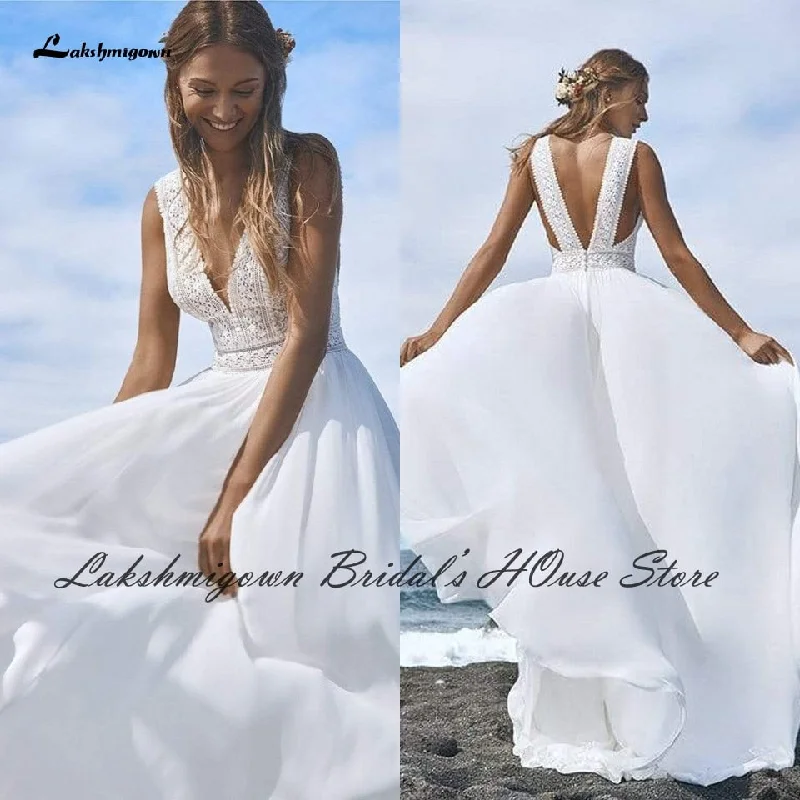 Roycebridal Lakshmigown Sexy Bridal Boho Wedding Dress Beach Summer 2022 Boda Plunging Backless Civil Women A Line Wedding Dresses Roycebridal Lakshmigown Sexy Bridal Boho Wedding Dress Beach Summer 2022 Boda Plunging Backless Civil Women A Line Wedding Dresses