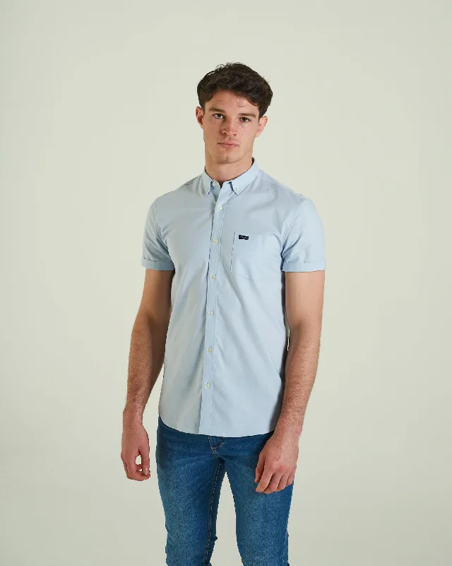 Men's Cufflink-Ready Shirts for Formal EventsRhys Oxford Ss Shirt Blue Fog