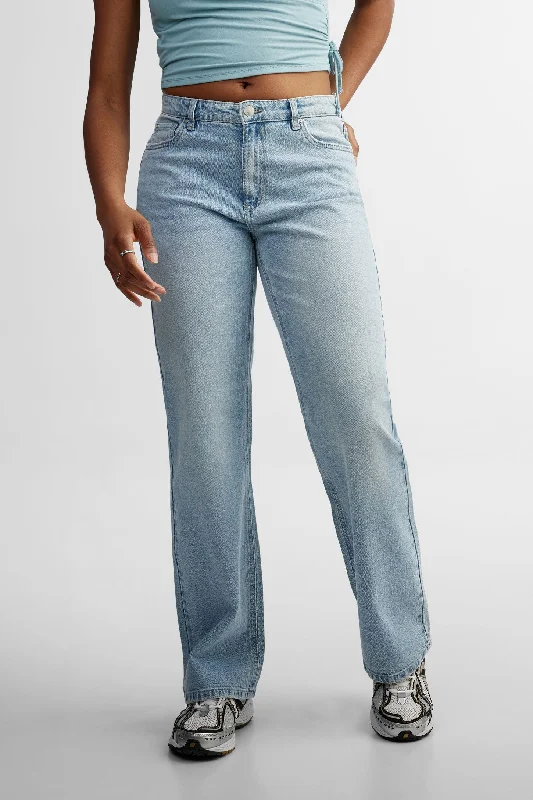 Light Blue Denim Men's JeansJeans mi-taille coupe ''Baggy'' - Femme