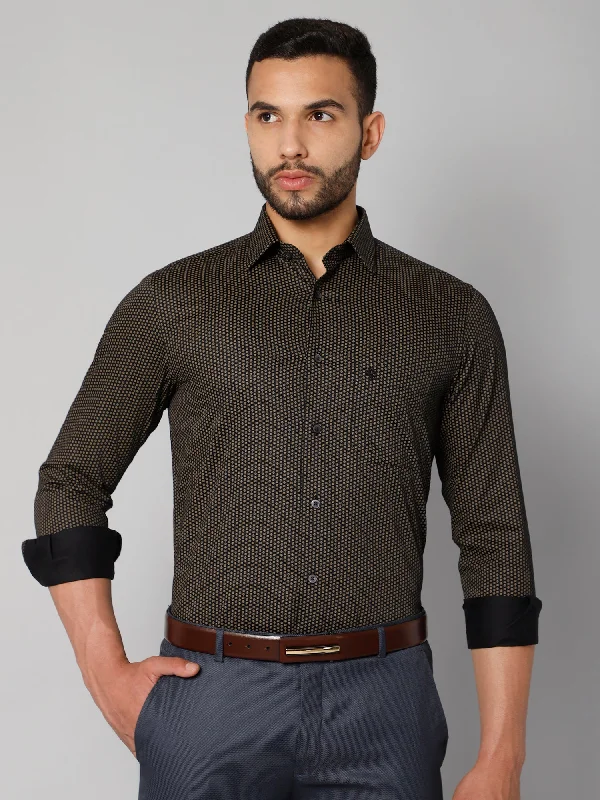 Men's Patterned Button-Down Shirts for Added InterestMen's Black Party Geometric Ditsy Print Full Sleeve Shirt Men's Patterned Button-Down Shirts for Added InterestMen's Black Party Geometric Ditsy Print Full Sleeve Shirt