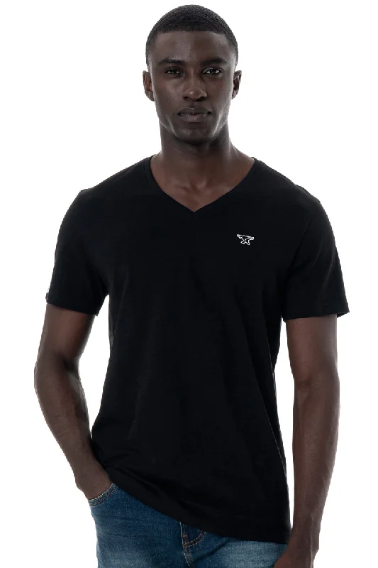 Men's Shirts with Pleated HemlinesV-Neck T-Shirt _ 145358 _ Black