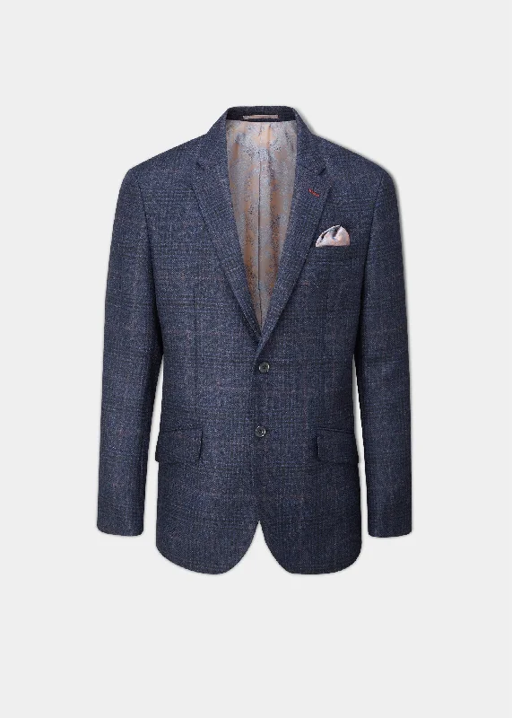 Men's Bike Shorts for CyclingSurrey Tweed Lined Blazer In Navy Check - Regular Fit