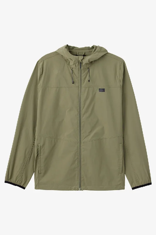 Versatile Men's Pea CoatsO'Neill TRVLR Windbreaker Stretch Jacket-Deep Lichen Green