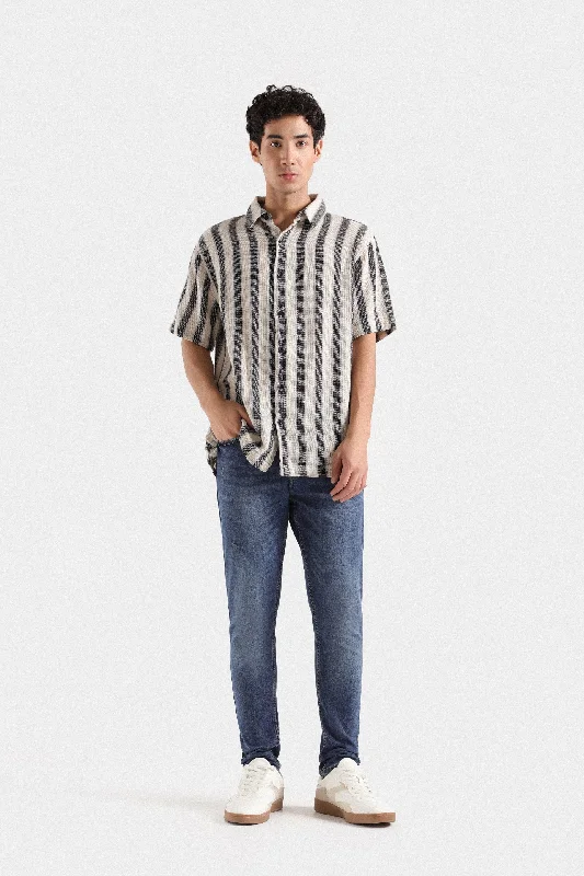 Men's Pattern Mixing Shirts for Creative StyleTextured Cotton Shirt