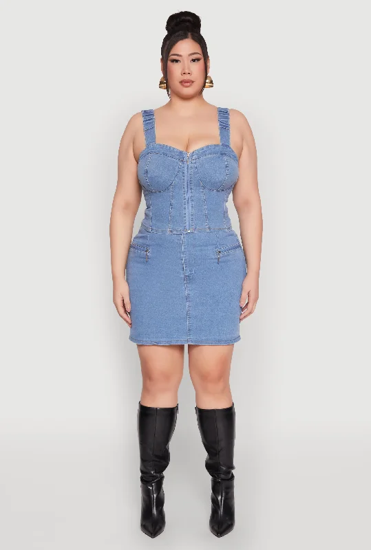 Rip and Tear Men's JeansPlus Size Denim Zip Front Mini Skirt