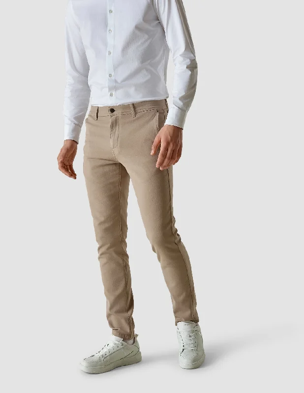 Warm Men's Fleece-Lined PantsClassic Pants Slim Sand