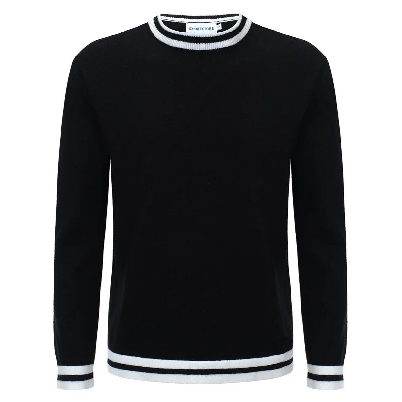 Men's Shirts with Button-Down CollarsMen's Black Knitted Solid T-Shirt