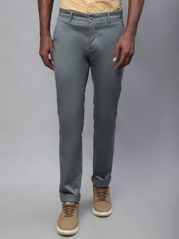Men's Pants with Belt LoopsMen's Casual Flat front Light Green  Trousers