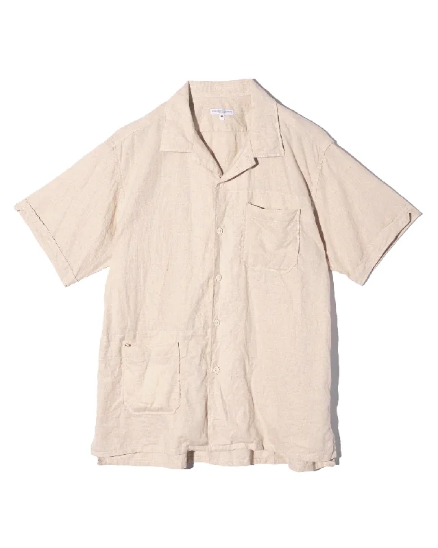 Men's Solid-Color Block Shirts for a Bold StatementEngineered Garments Camp Shirt in Natural Cotton/Linen Men's Solid-Color Block Shirts for a Bold StatementEngineered Garments Camp Shirt in Natural Cotton/Linen