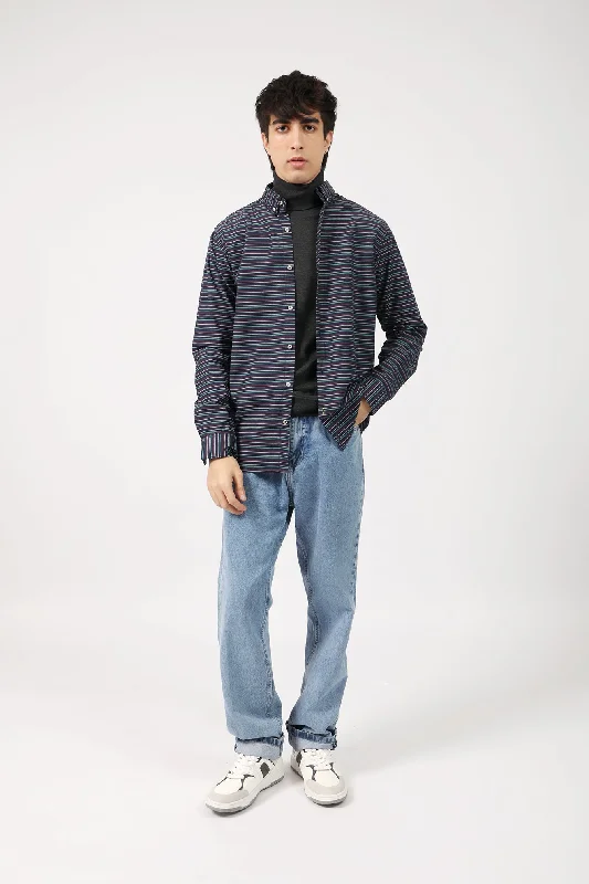 Men's Graphic Print T-Shirts for a Statement LookBUTTON DOWN STRIPED SHIRT