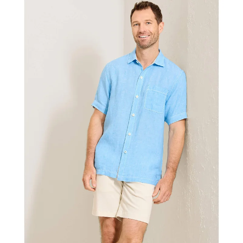 Men's Camouflage Shirts for an Outdoor AppealTommy Bahama Men's Paradise Breezer Short Sleeve Linen Camp Shirt - Glass Bead Blue Men's Camouflage Shirts for an Outdoor AppealTommy Bahama Men's Paradise Breezer Short Sleeve Linen Camp Shirt - Glass Bead Blue