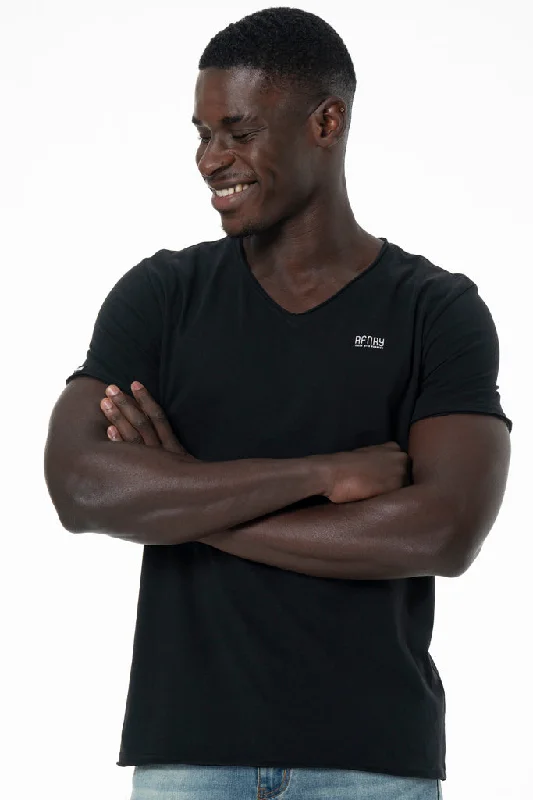 Men's Shirts with Drawstring WaistbandsV-Neck T-Shirt _ 141370 _ Black