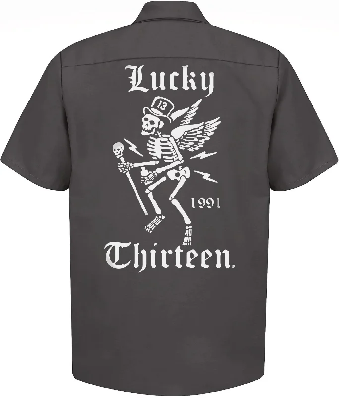 Men's Golf Shirts for On-Course StyleThe WINGED SKULLY Work Shirt - CHARCOAL