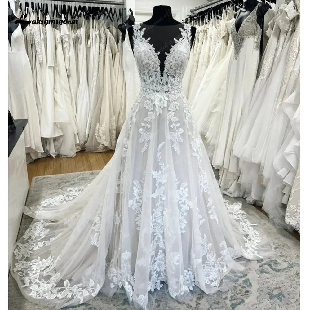 Roycebridal Vestidos Bohemian Wedding Dress Lace Applique A Line Boho Wedding Gown Custom Made vestido para boda playa Roycebridal Vestidos Bohemian Wedding Dress Lace Applique A Line Boho Wedding Gown Custom Made vestido para boda playa