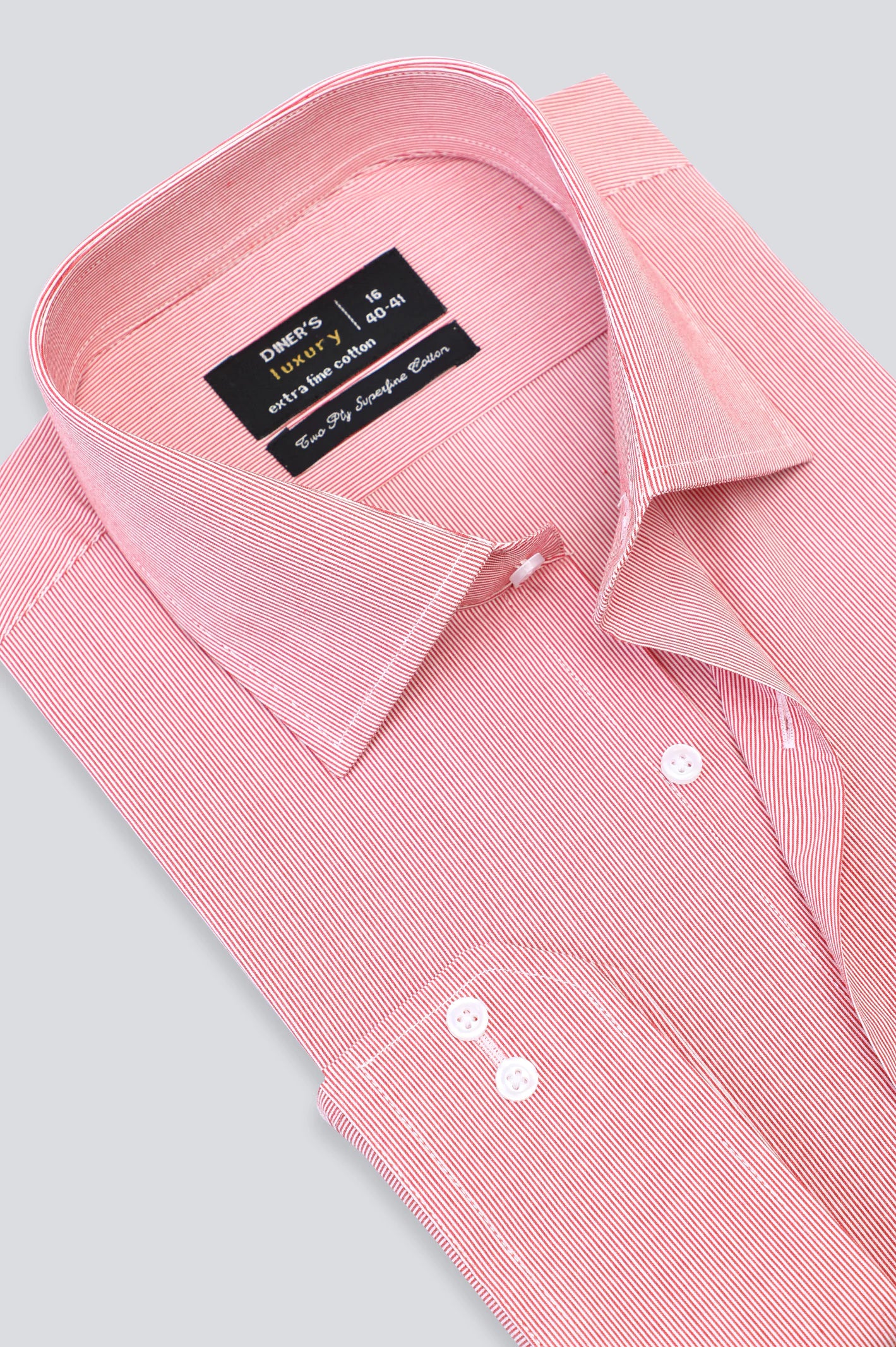 Red Hairline Stripe Formal Shirt