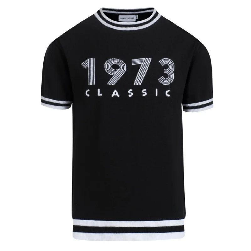 Men's Shirts with Chest PocketsMen's black vintage 1973 knit T-shirt