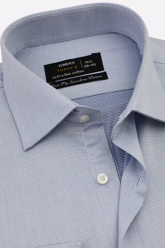 Blue Self Textured Formal Shirt