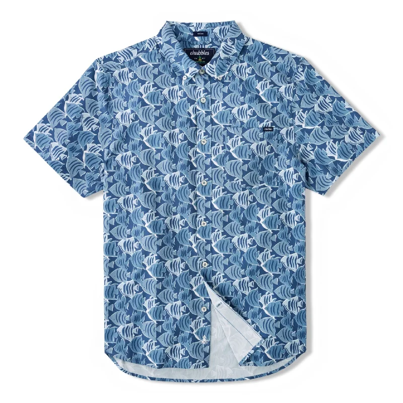 Men's Tailored Shirts for a Sharp AppearanceChubbies The Aquaculture Performance Short Sleeve Sport Shirt - Dusty Blue Men's Tailored Shirts for a Sharp AppearanceChubbies The Aquaculture Performance Short Sleeve Sport Shirt - Dusty Blue